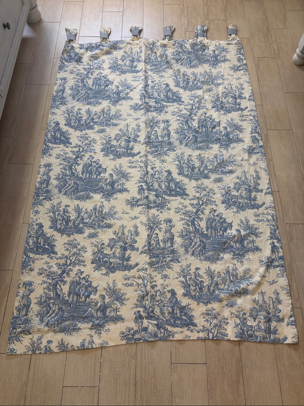 Two Waverly Vintage Curtain Panels charmed country french toile blue white